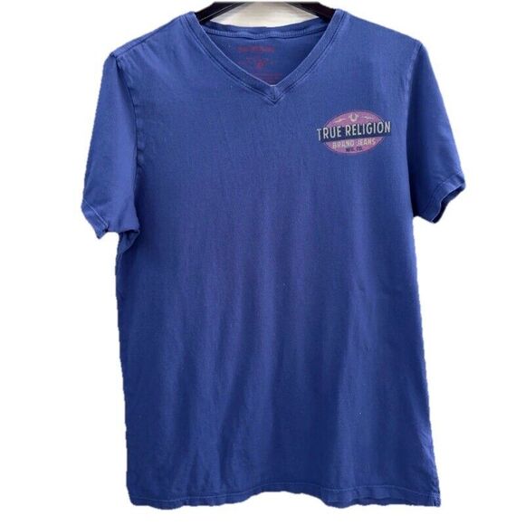 True‎ Religion T Shirt Vintage World Tour  Size M Blue Red Yk2 - Picture 1 of 9